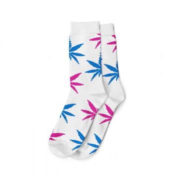We Love Socks – Μακριές κάλτσες Άσπρο/Γαλάζιο/Ροζ